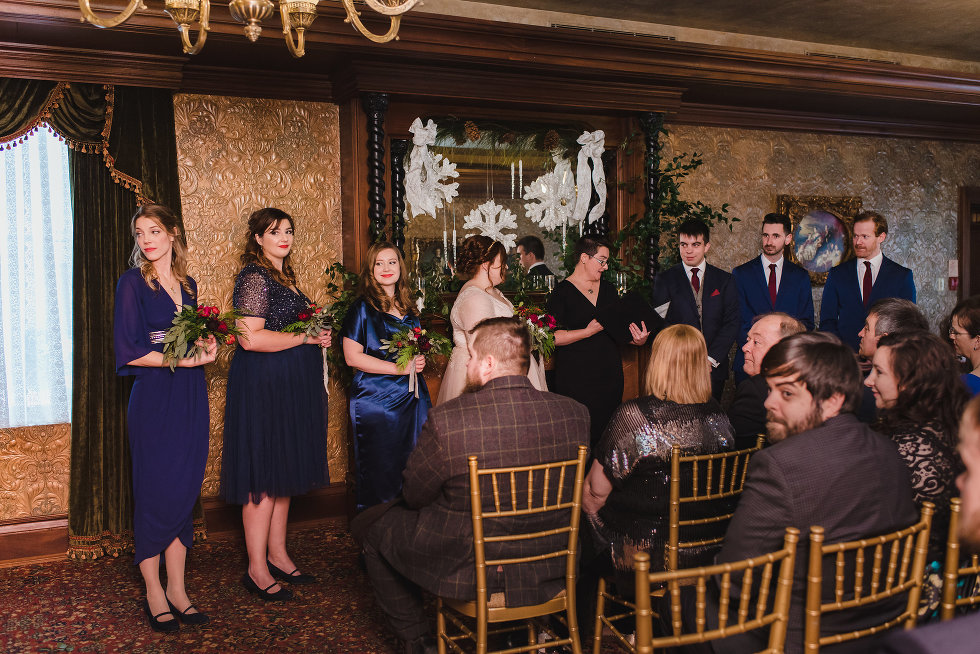 wedding guests seated before the wedding ceremony taking place Niagara wedding photography