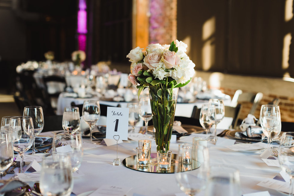 table set for wedding at Steam Whistle Brewing Toronto Canada