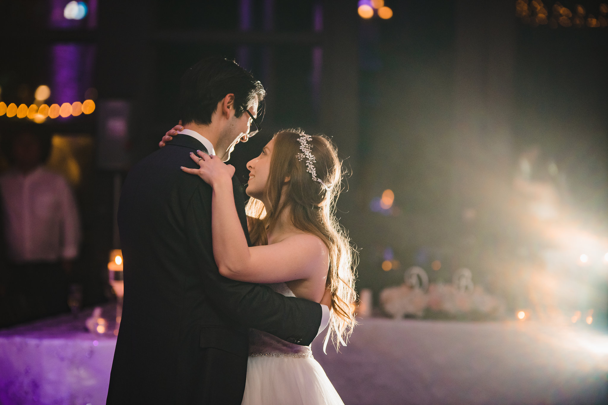 bride and groom's first dance during wedding reception at Steam Whistle Brewing