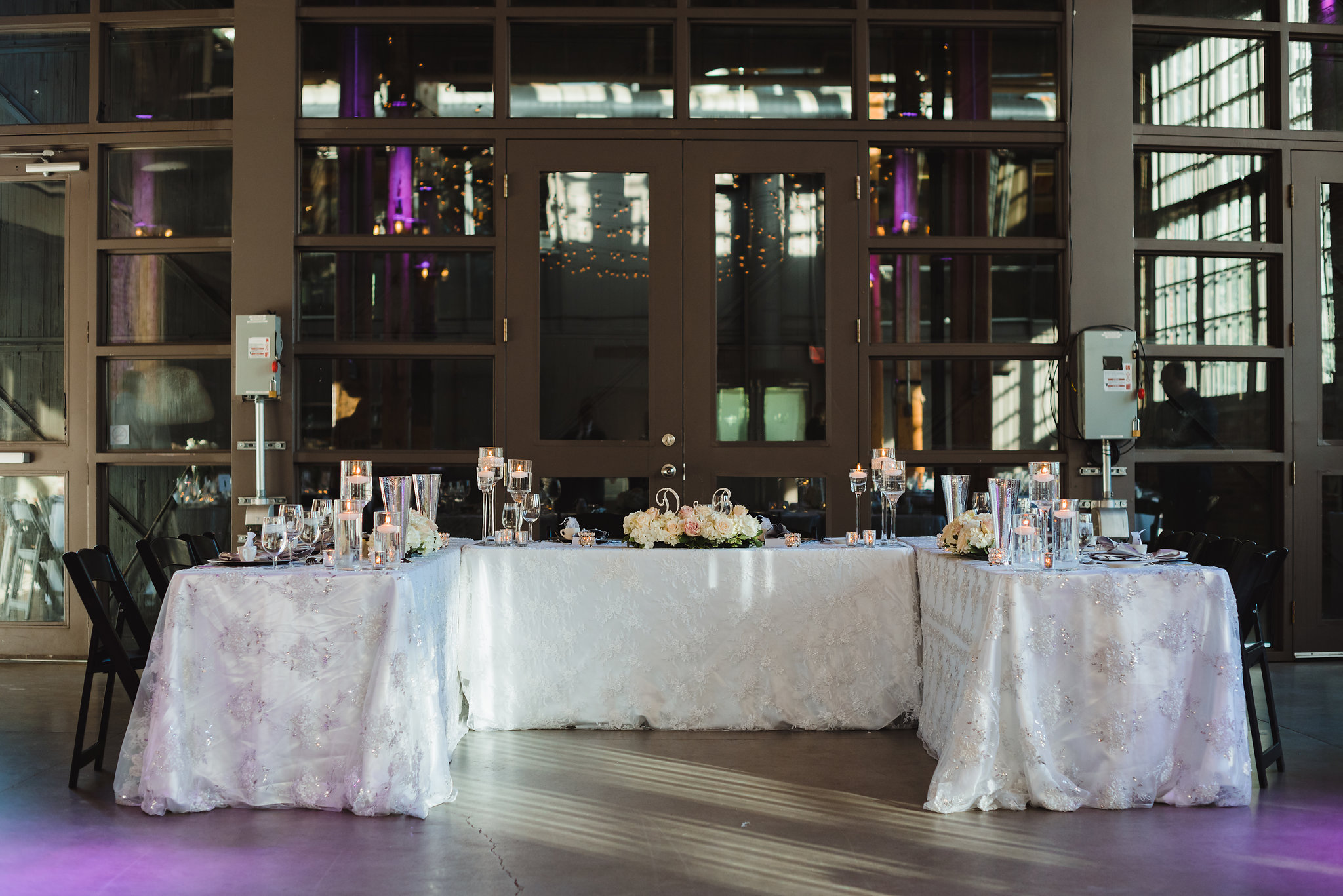 head table set for wedding at Steam Whistle Brewing Toronto Canada