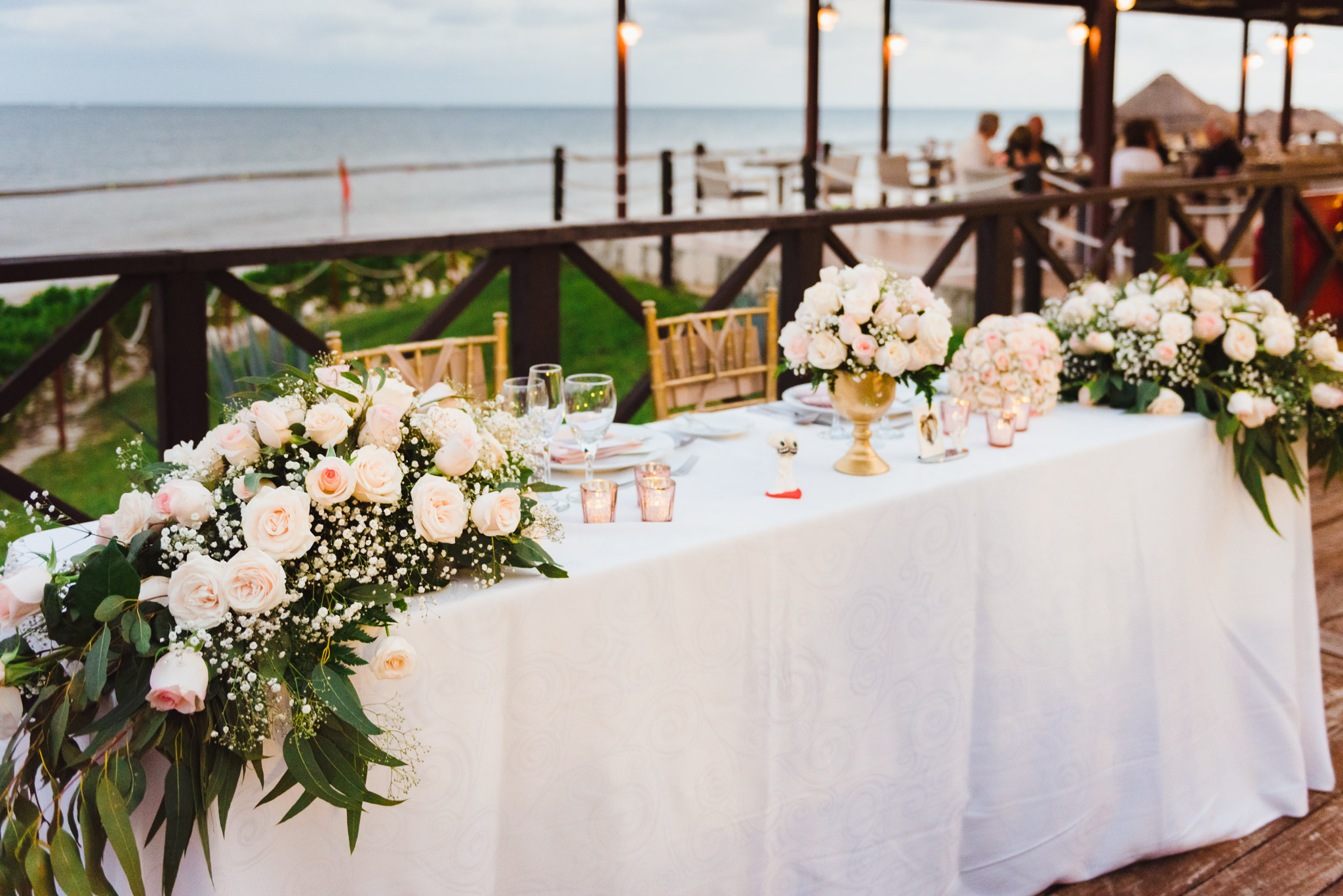 head table for wedding reception at the Now Sapphire Resort in Mexico