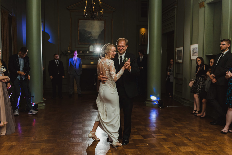 bride and her father on the dance floor at the iconic University Club in downtown Toronto