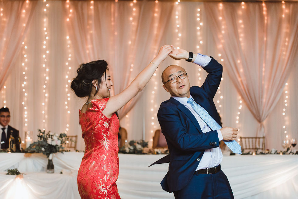bride twirling her father at her wedding during their dance at Fantasy Farms in Toronto Ontario