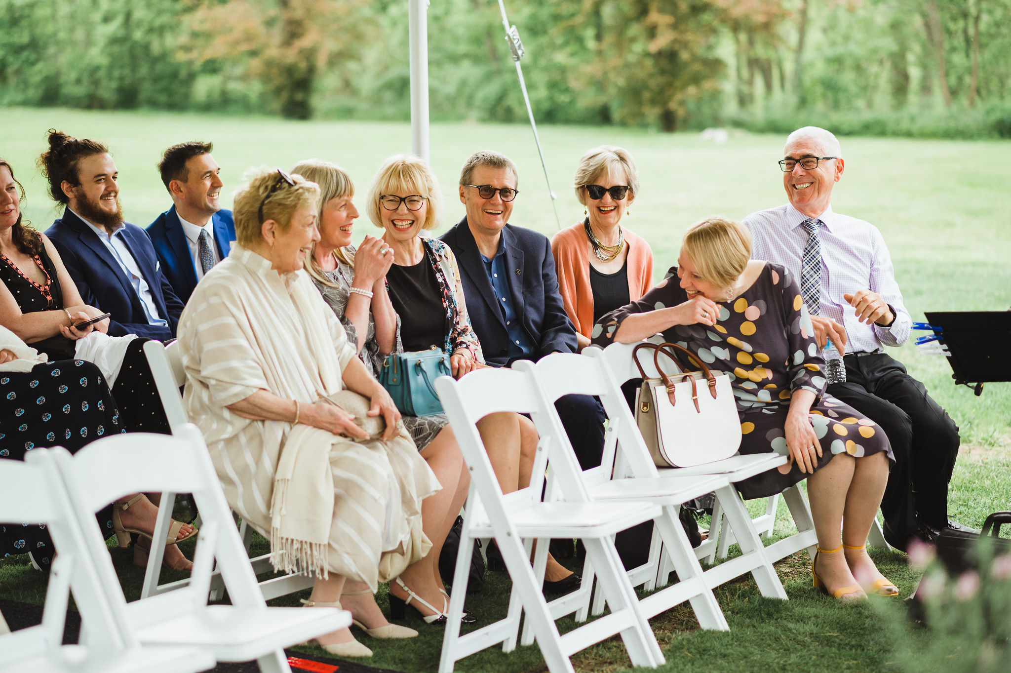 wedding guests seated before a charming southern style wedding at Ruthven Park National Historic Site