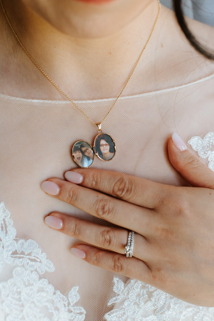 bride showing locket