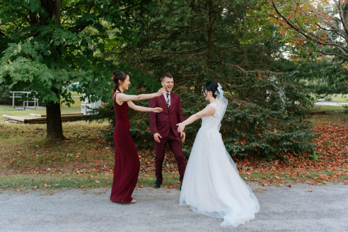 bride with groomsmen