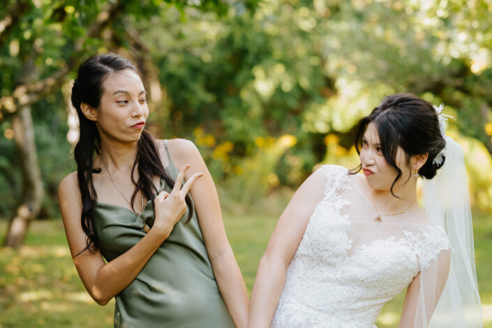 bride and bridesmaid