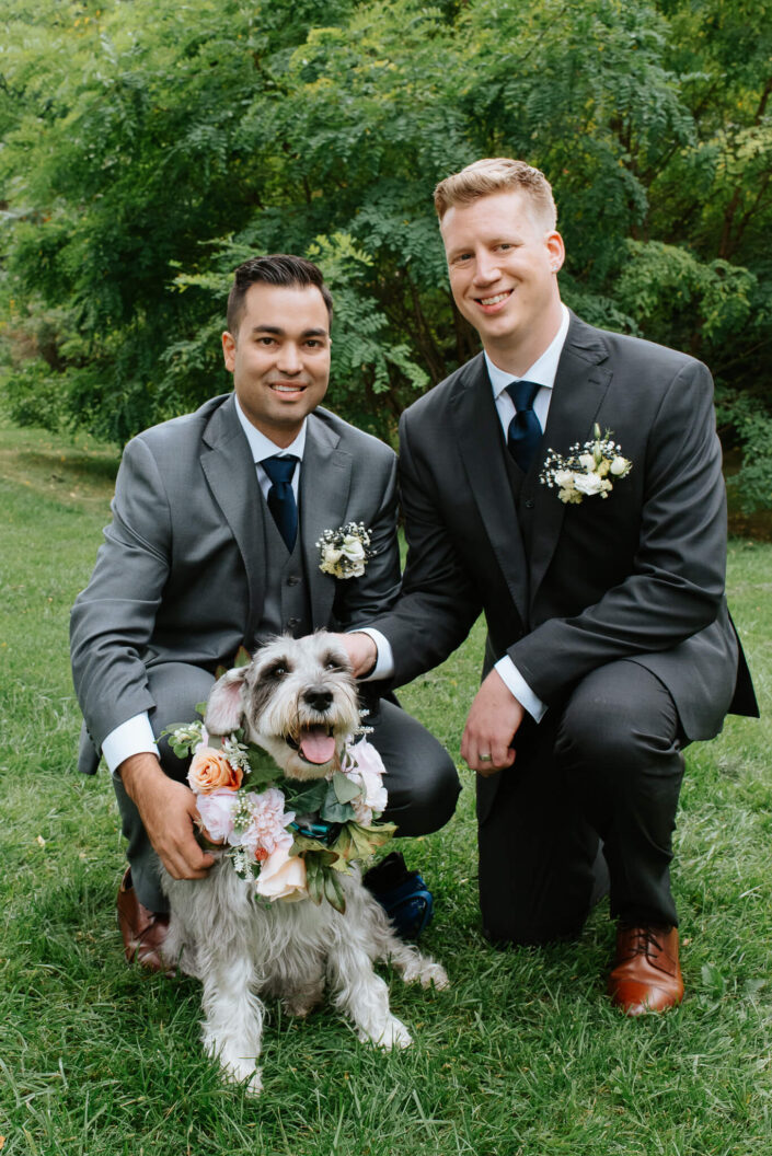 wedding couple with dog