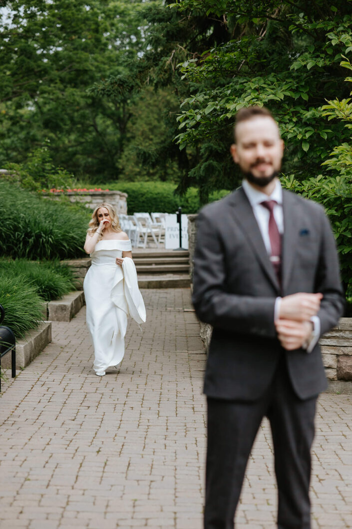 bride walking up to groom