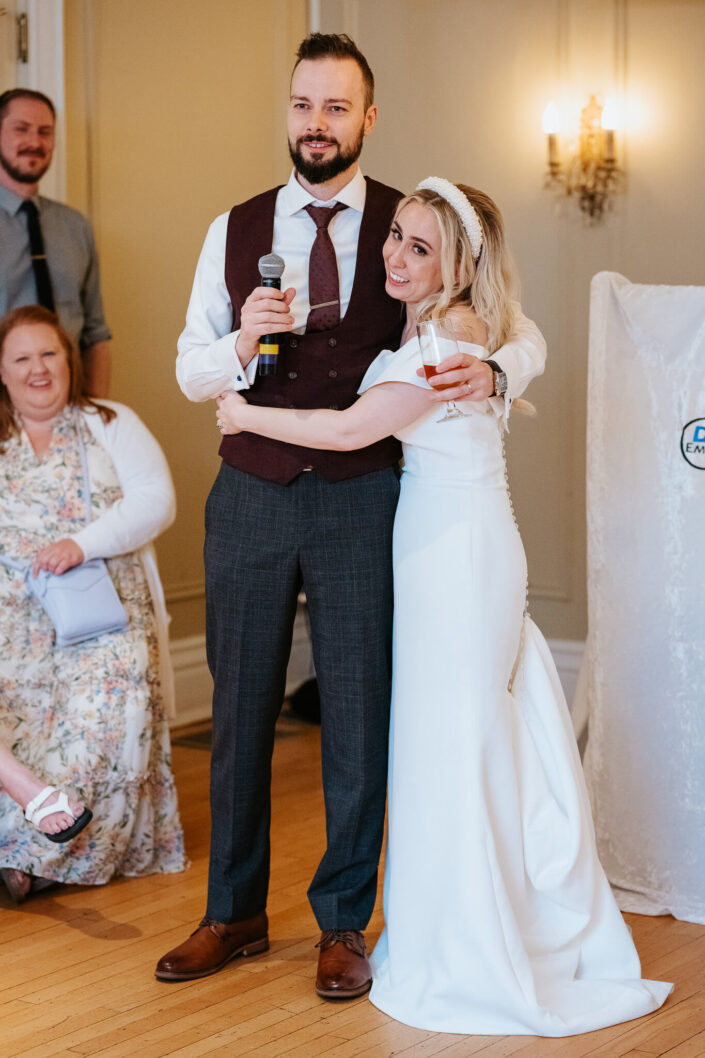 wedding couple making a speech