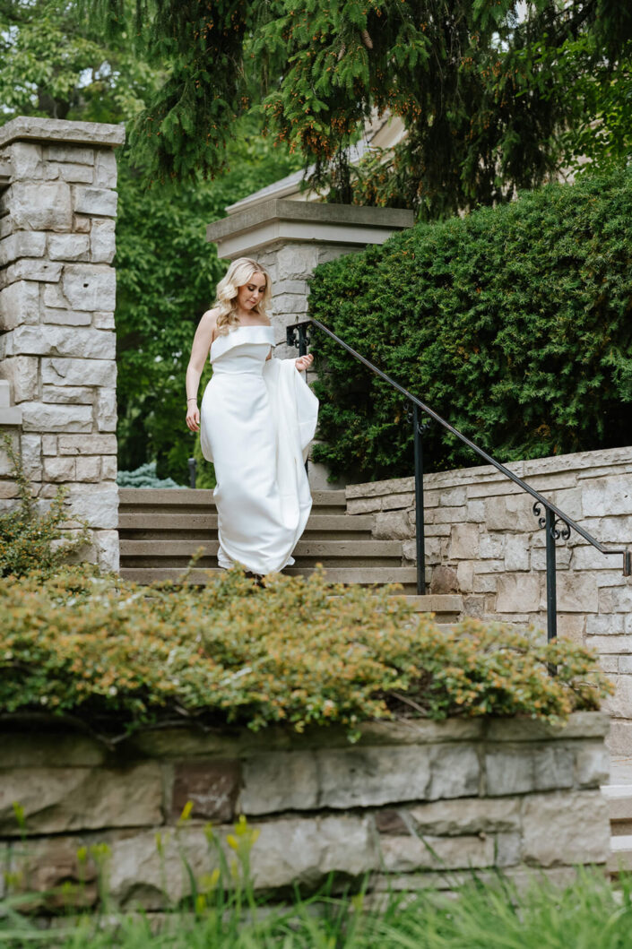 bride walking down the stairs