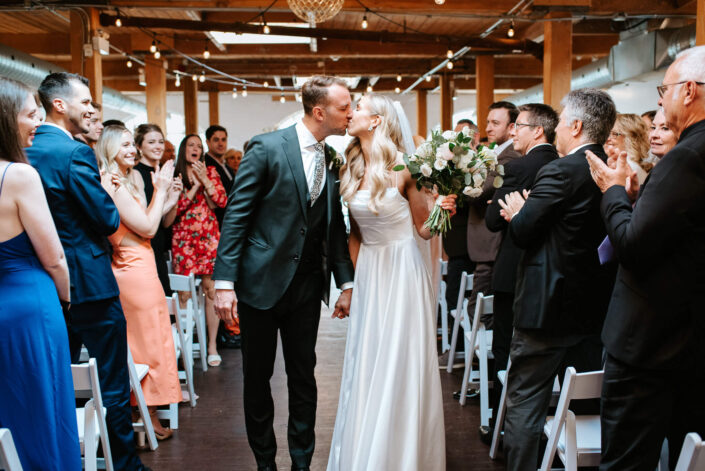 wedding couple kissing